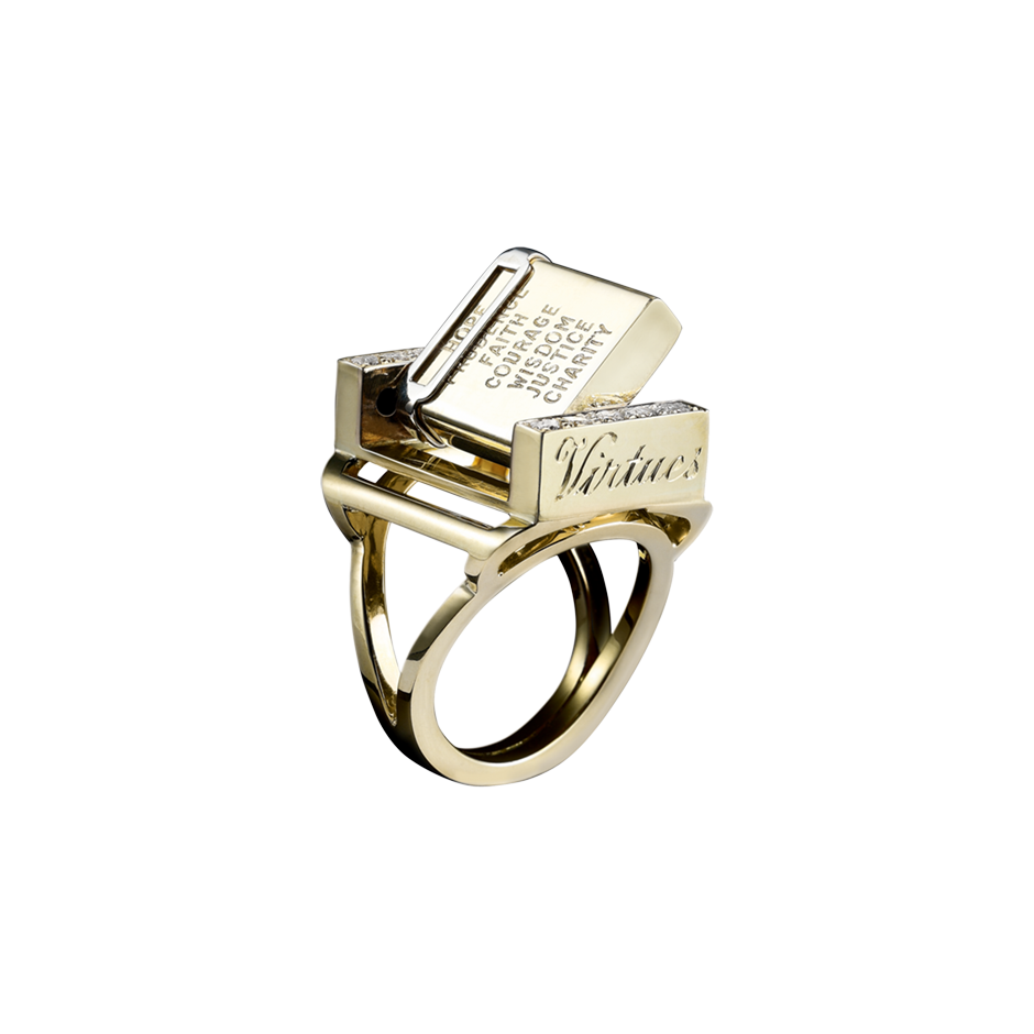 Vices and Virtues Revolving Ring Diamonds and 18 Karat Yellow Gold By Solange Azagury-Partridge