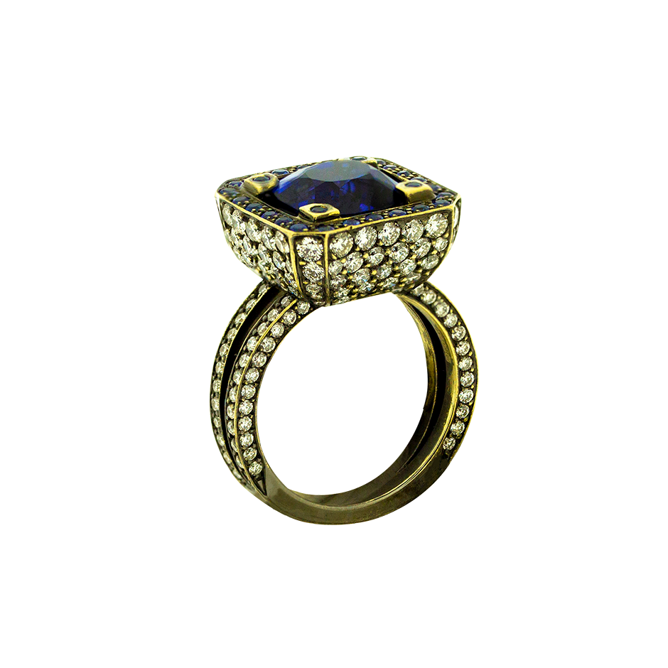 Cup Sapphire Diamond Ring