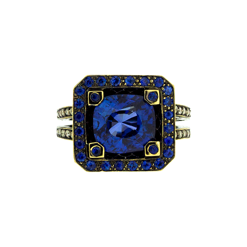 Cup Sapphire Diamond Ring