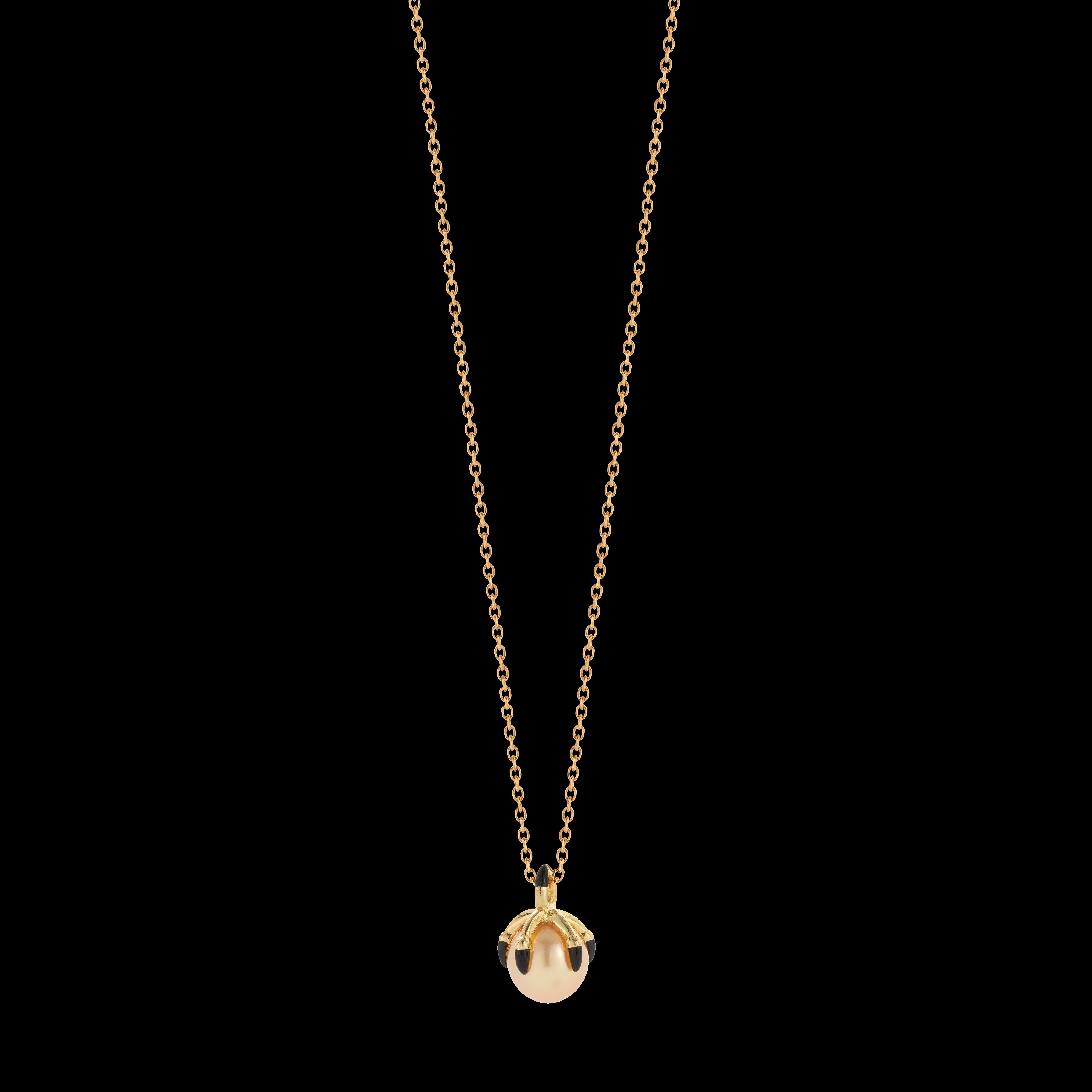 Ballcrusher Necklace 18K Yellow Gold Bird Foot with diamond set Claws clutching a South Sea Pearl by Solange Azagury-Partridge