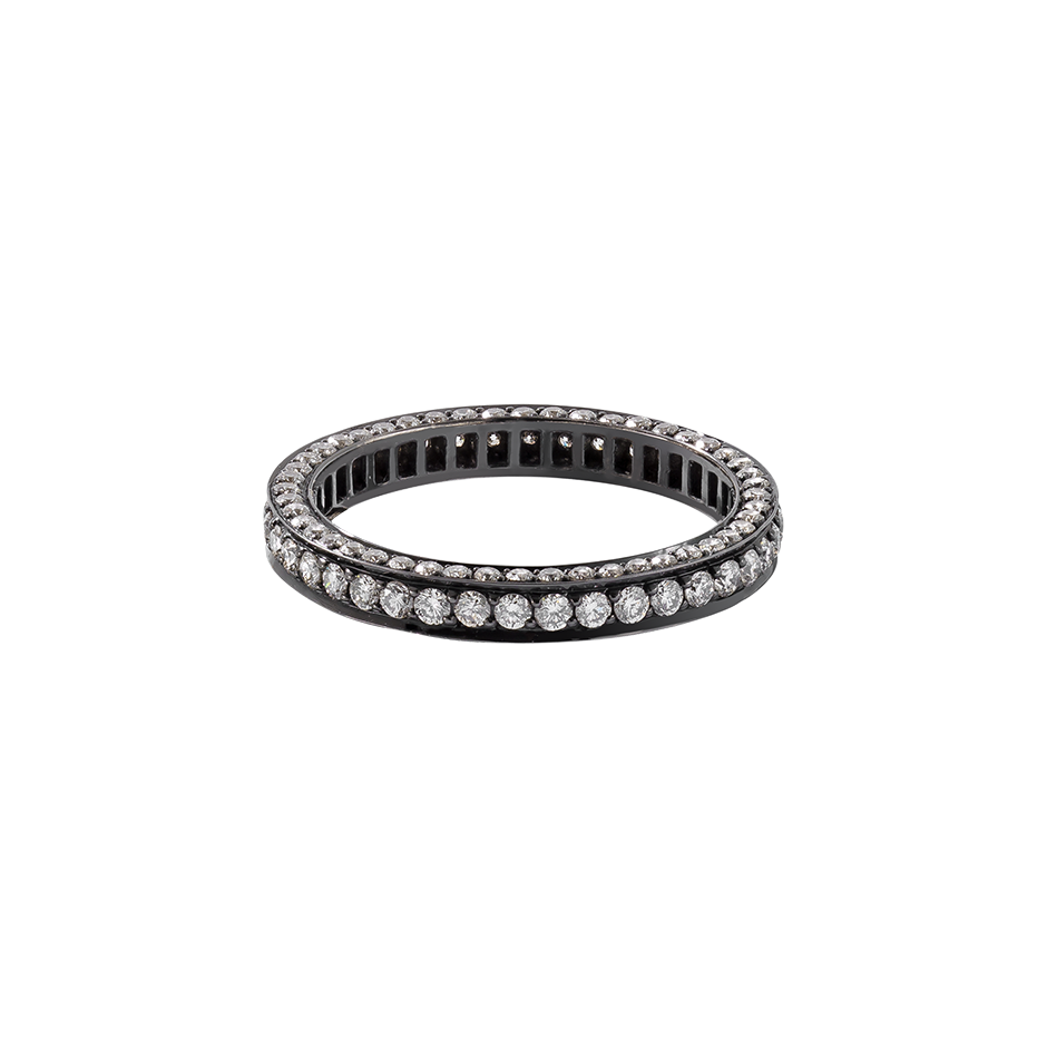 Cinderella Ring Eternity band with diamonds on three sizes diamonds and blackened 18 karat white gold by Solange Azagury-Partridge