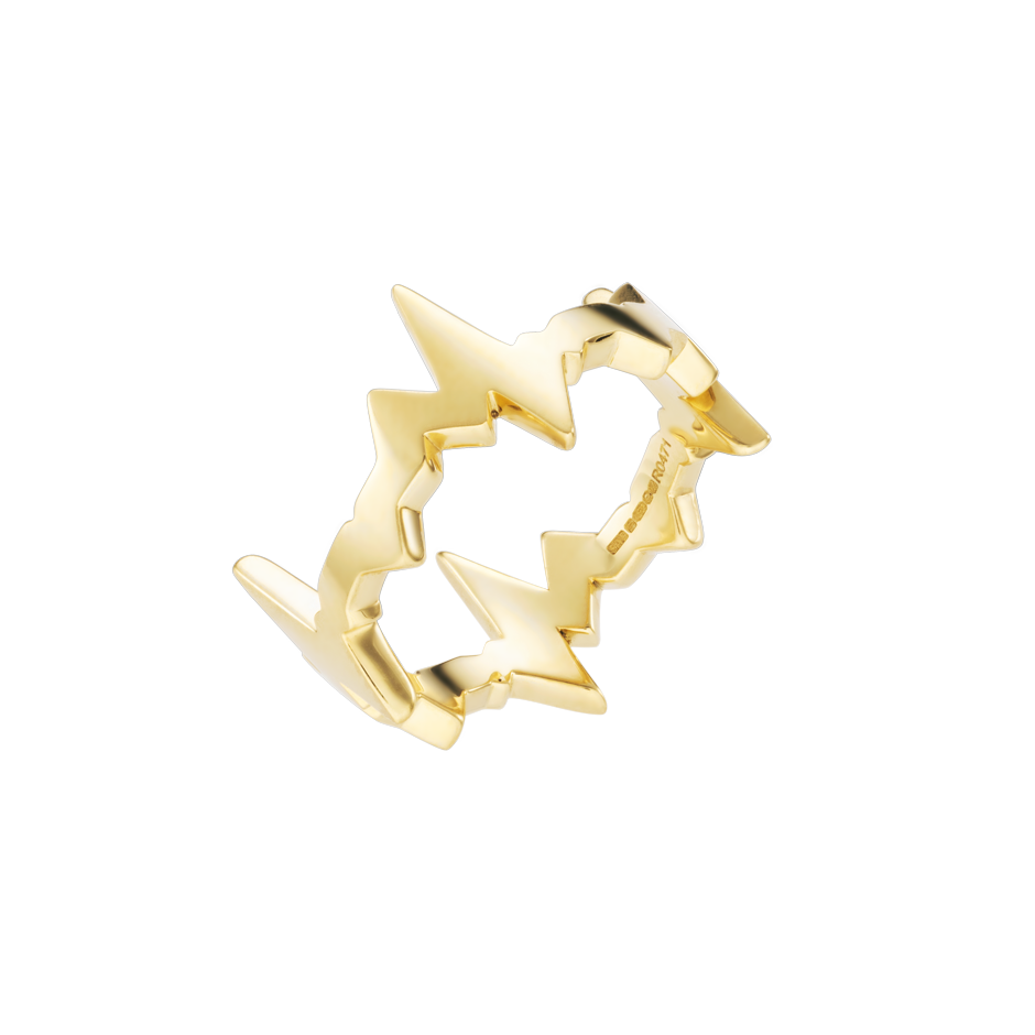 Heartbeat motif ring of a heartbeat line in 18 karat yellow gold by Solange Azagury-Partridge angled view