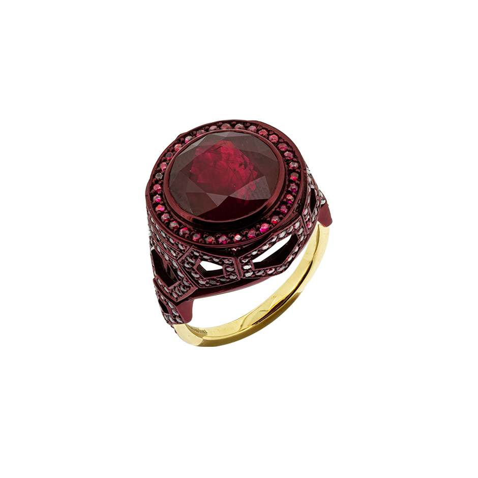 Red Molecule Ruby Ring