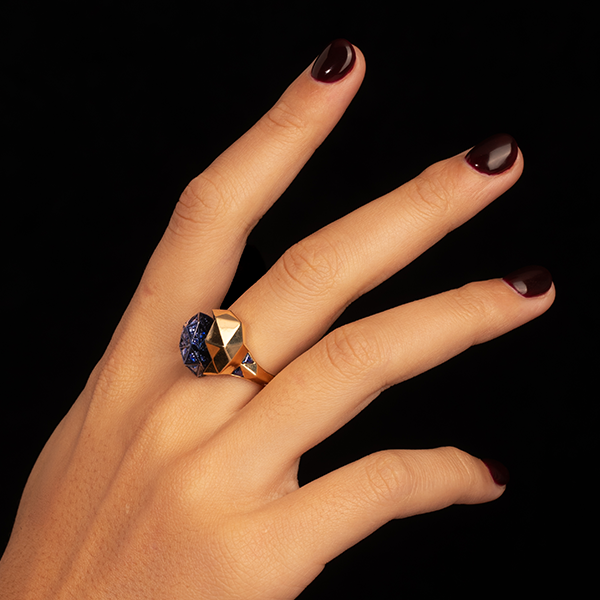 50:50 Dodecahedron Sapphire Ring