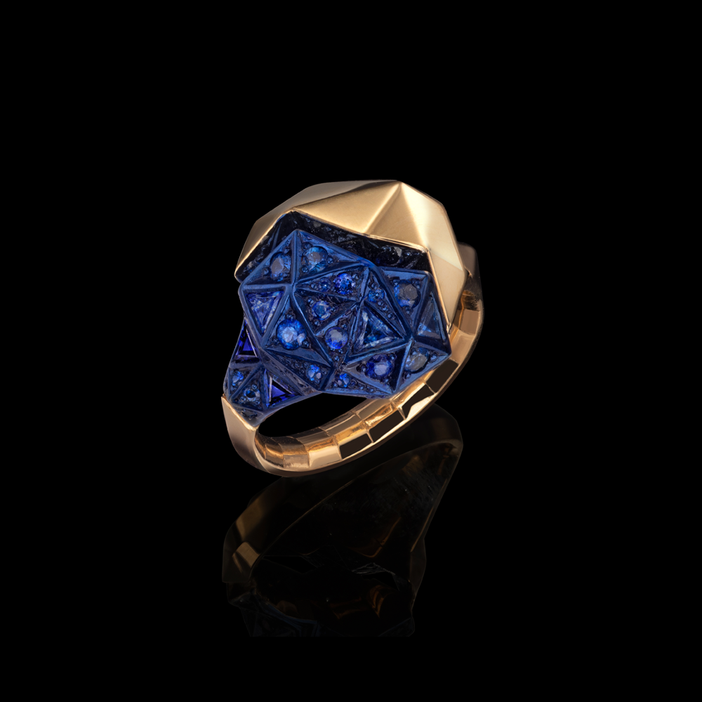 50:50 Dodecahedron Sapphire Ring