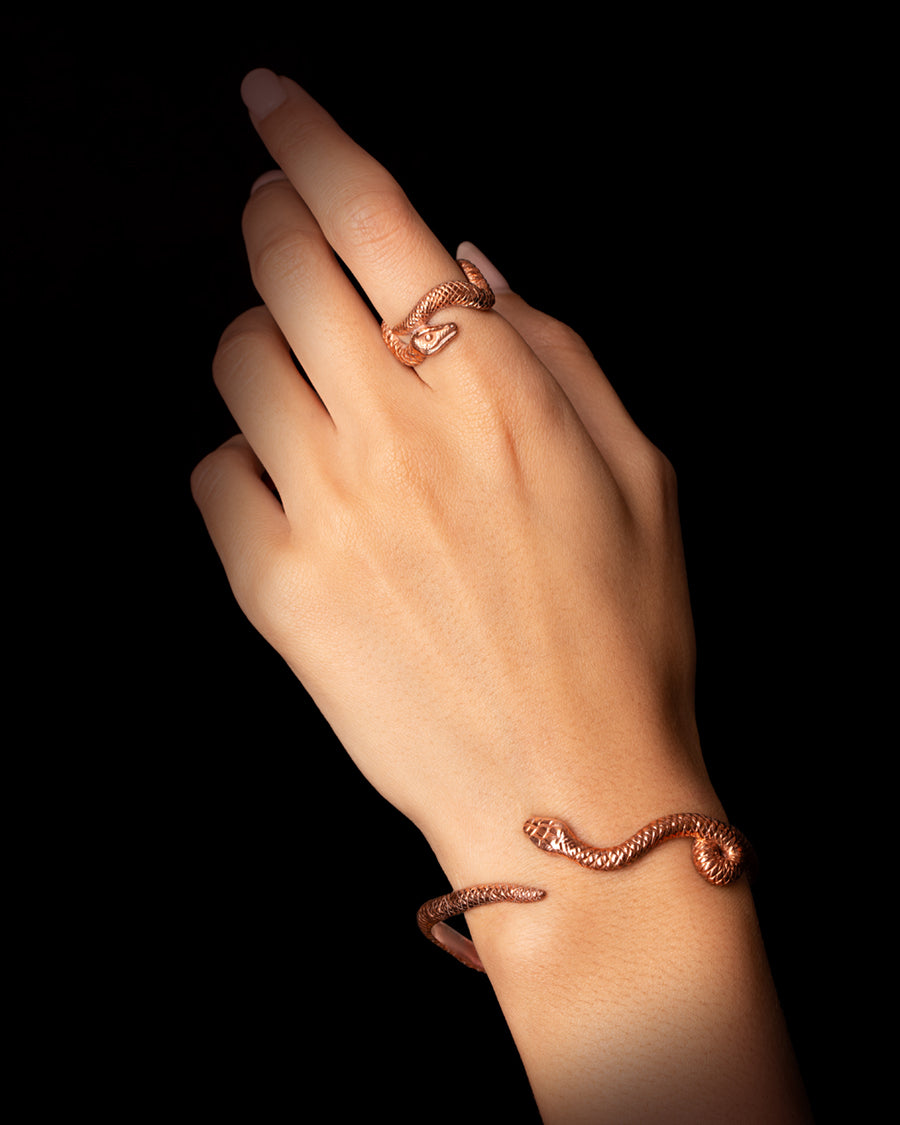 Copper Alpha Snake Ring