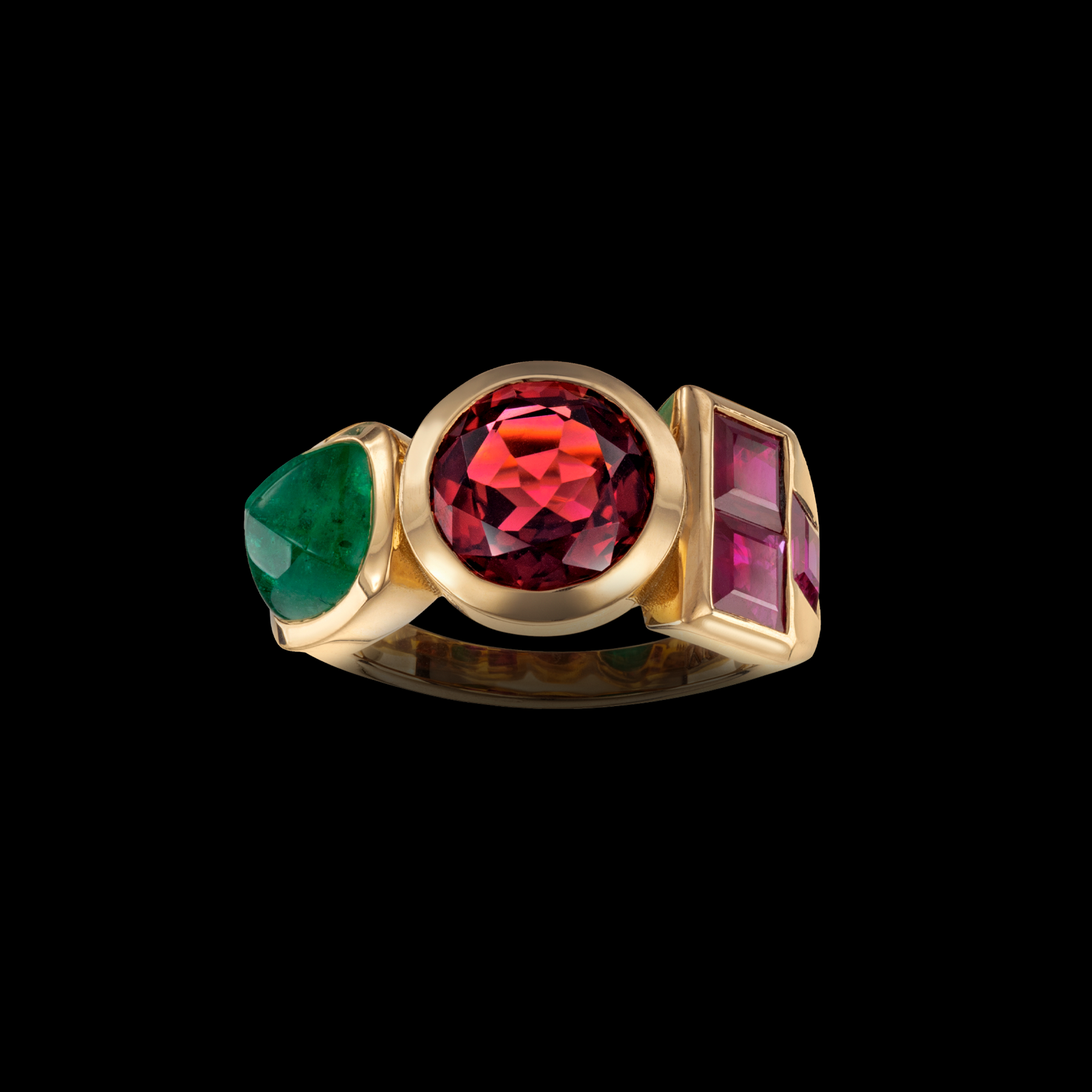 Edible ring by designer Solange Azagury-Partridge - 18k Yellow Gold, Pink Tourmaline - front view