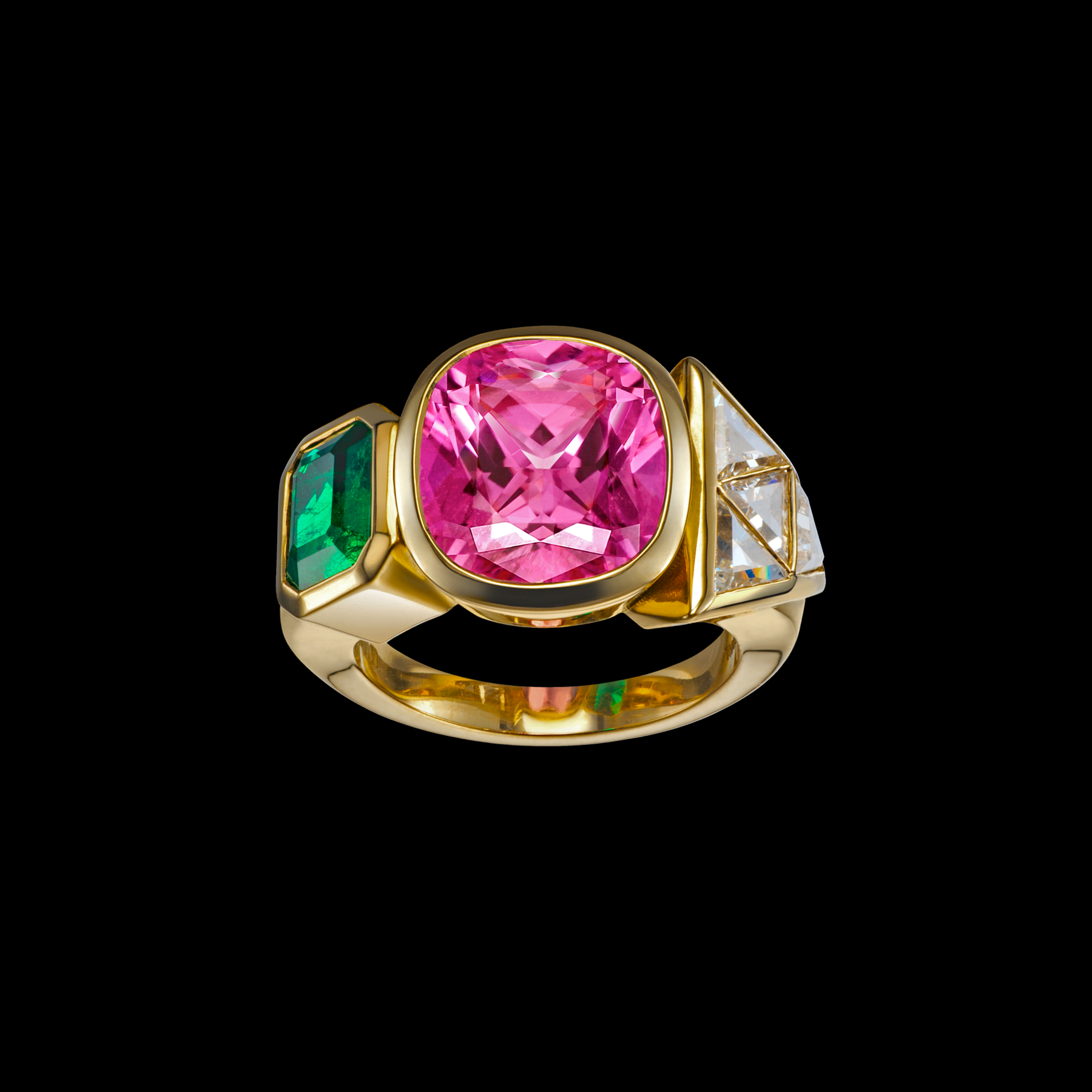 Edible ring by designer Solange Azagury-Partridge - 18k Yellow Gold, Pink Sapphire - front view