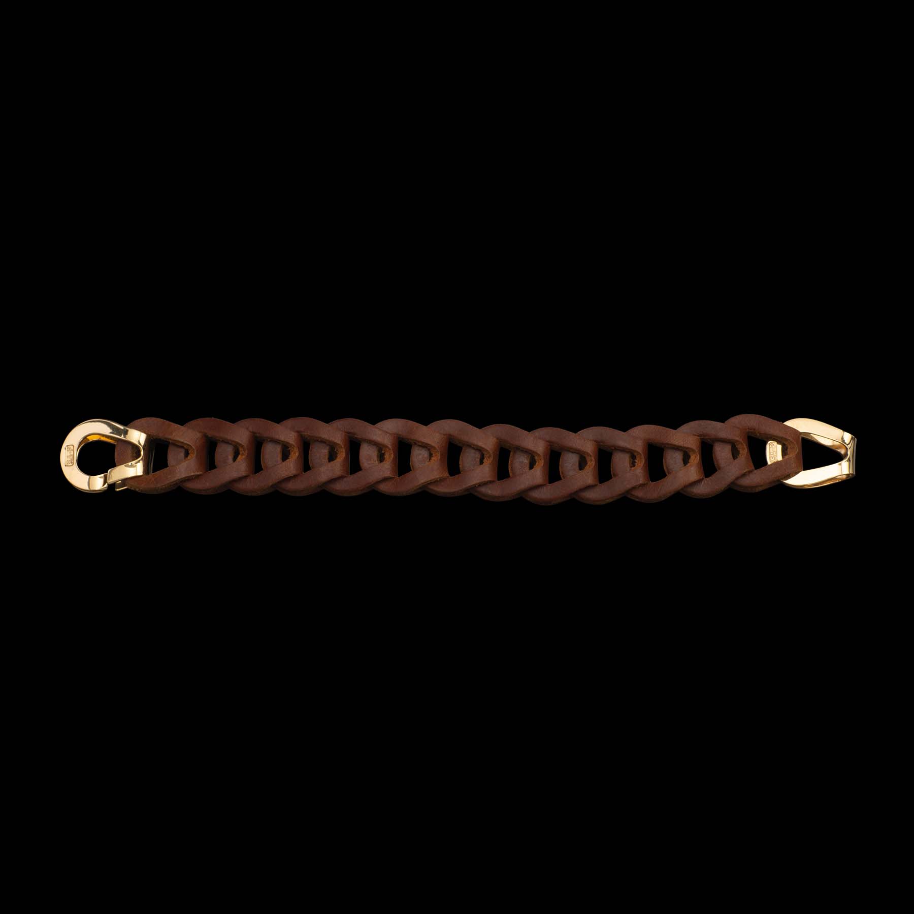 Gladiator bracelet by Solange Azagury-Partridge - Leather and 18 carat gold - flat view