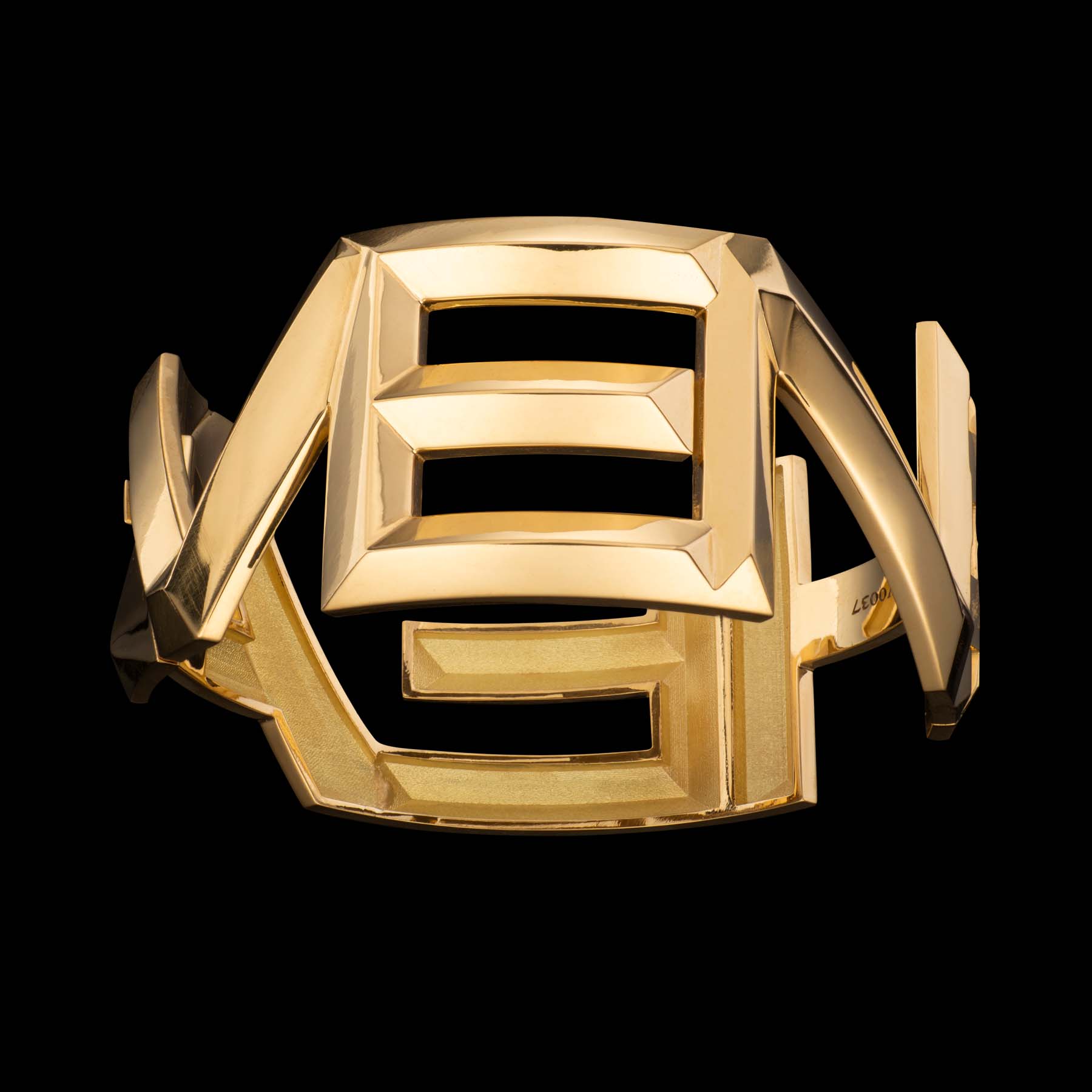 The ‘HEAVEN’ bangle by designer Solange Azagury-Partridge - 18 karat yellow gold form - front view 2