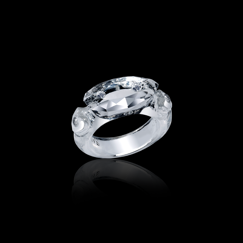 Hololith Marquise Cut Ring