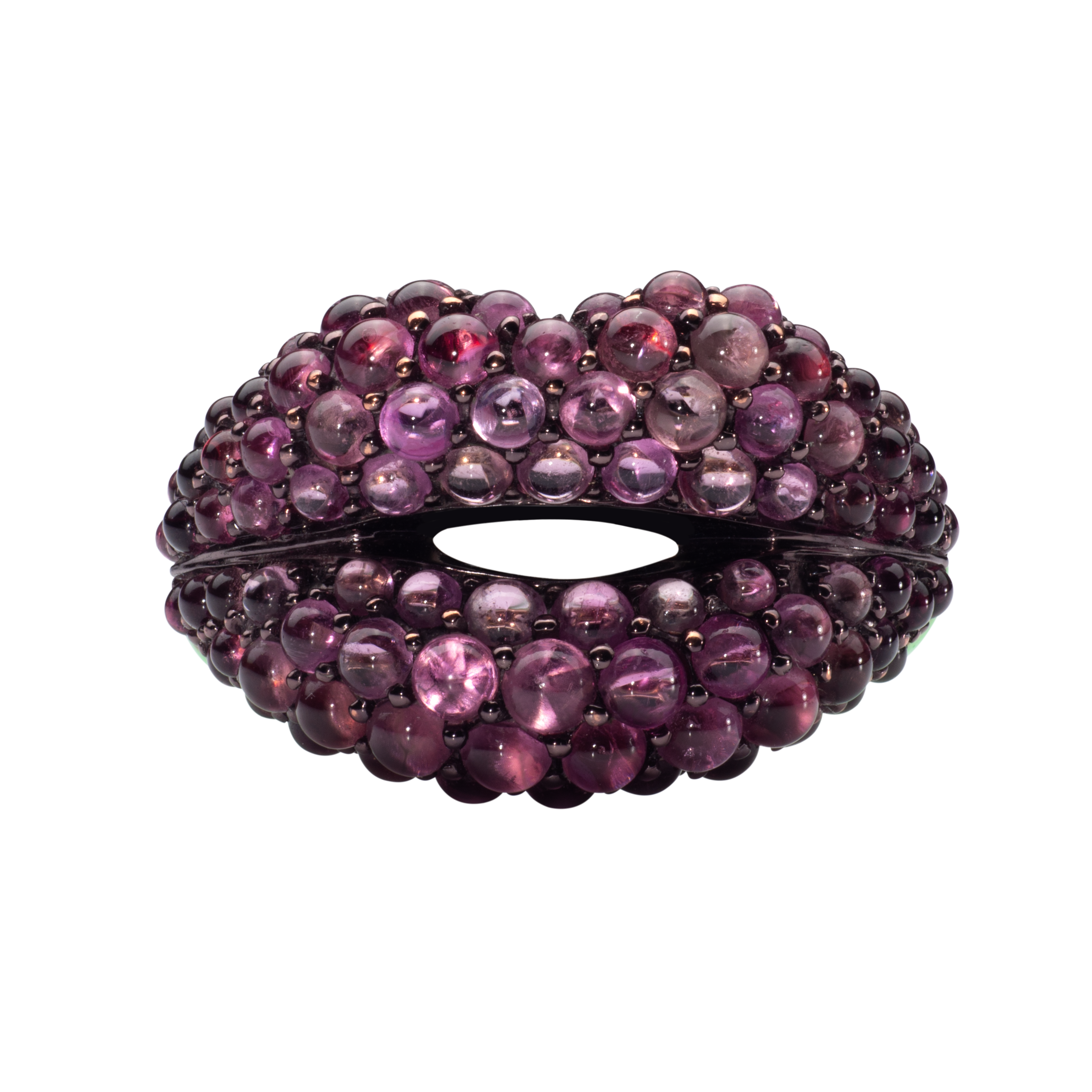 Hotlips Pink Tourmaline & Neon Green Ring