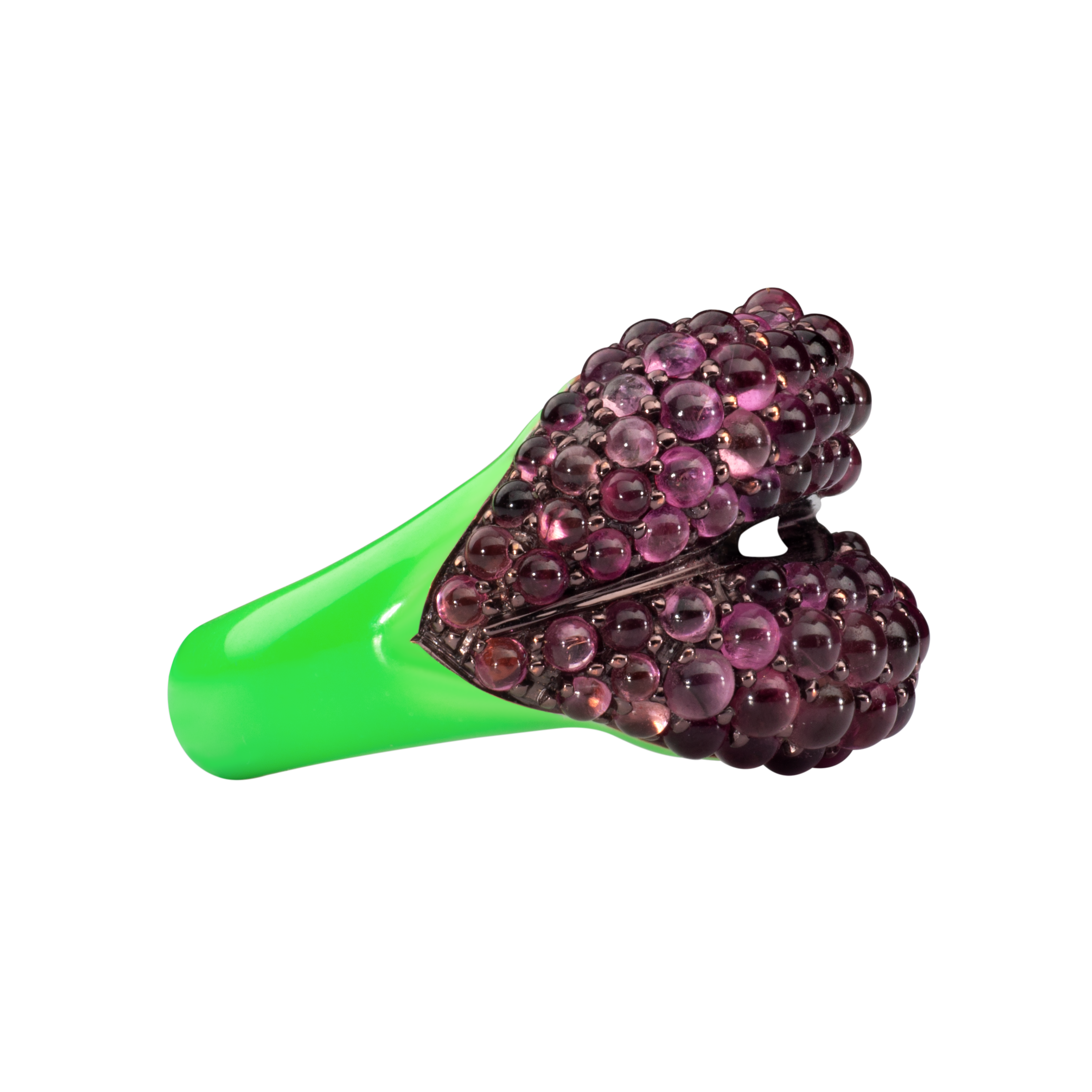 Hotlips Pink Tourmaline & Neon Green Ring