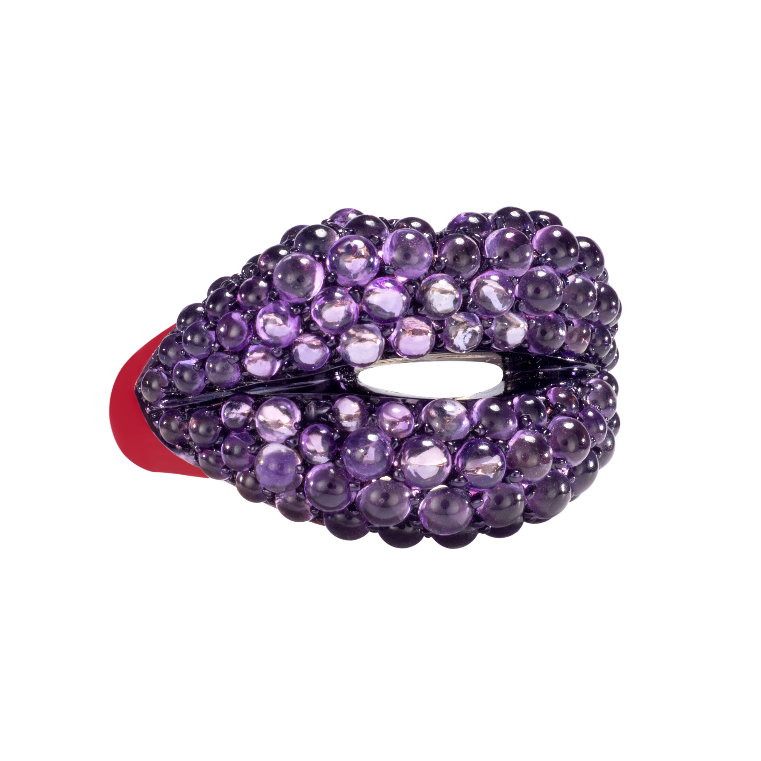 Hotlips Amethyst & Classic Red Ring