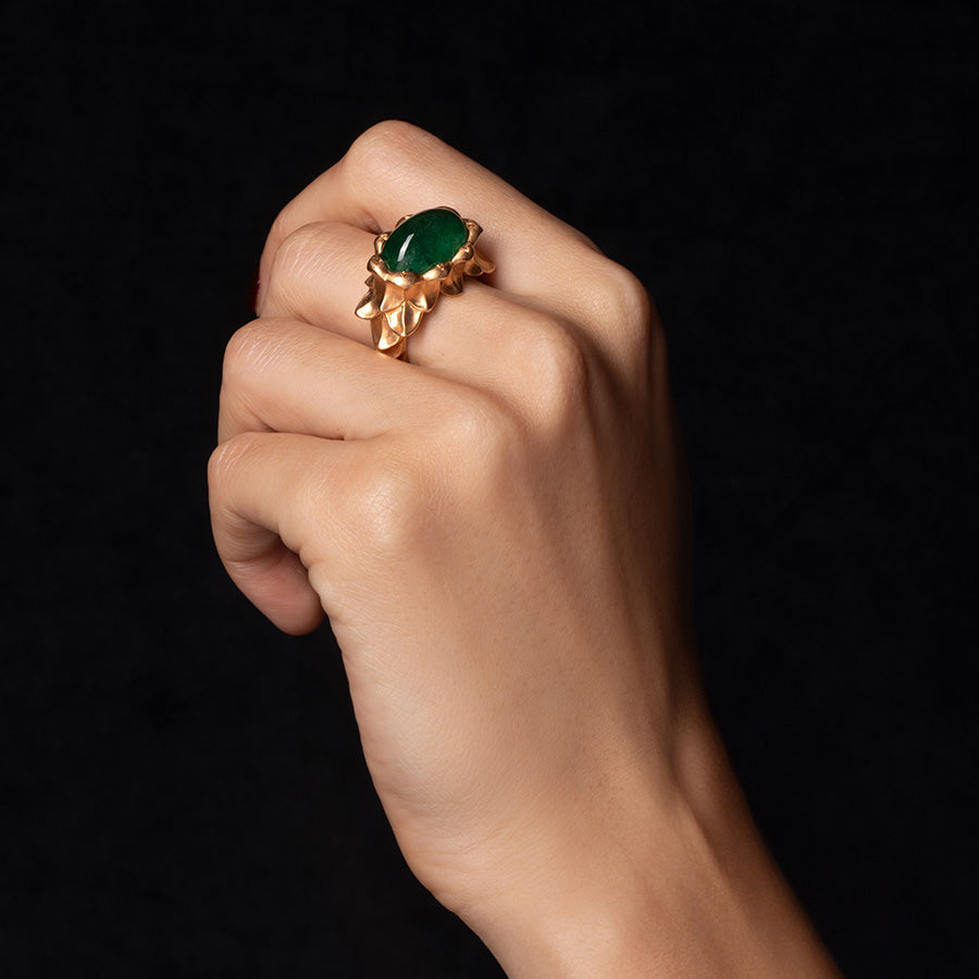 Lotus Emerald Ring