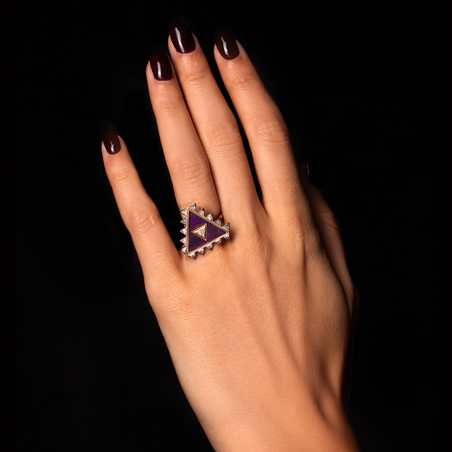 Marquise Diamond Enamel Ring