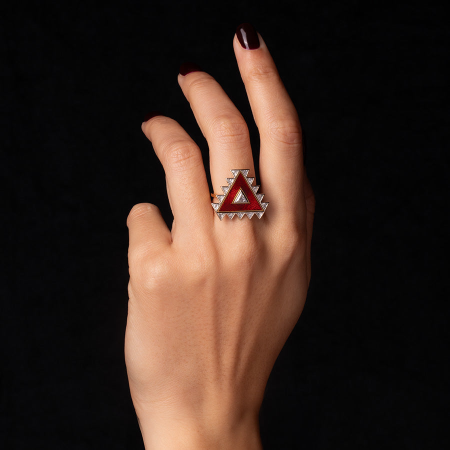 Marquise Diamond Enamel Ring