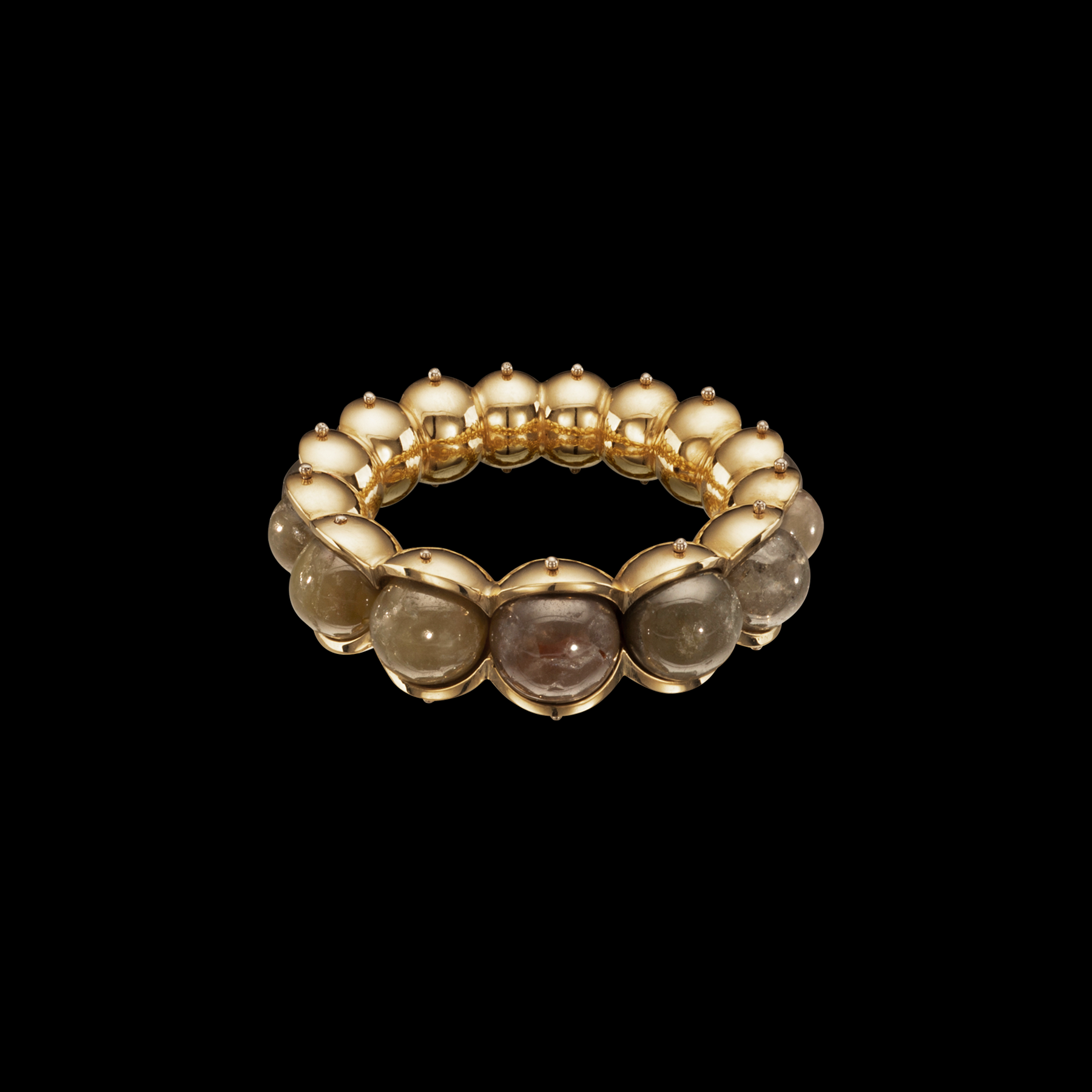 The Petrichor ring by designer Solange Azagury-Partridge - 18k Yellow Gold and Diamond Beads - front view 0