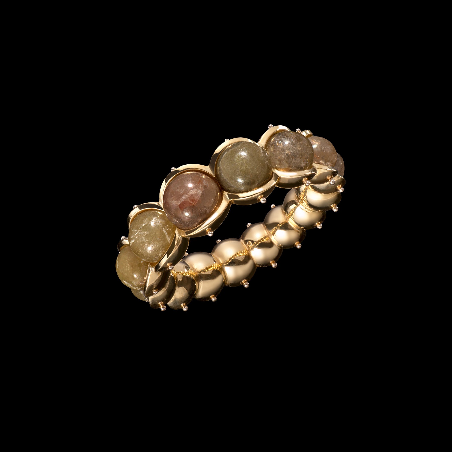 The Petrichor ring by designer Solange Azagury-Partridge - 18k Yellow Gold and Diamond Beads - front view 1