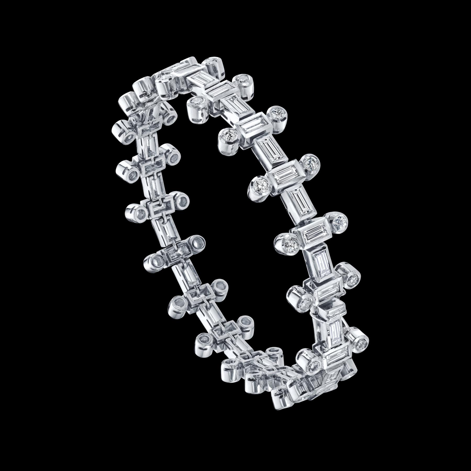 The Romantic Bracelet by designer Solange Azagury-Partridge - 18 White Gold and Diamonds - front view 0