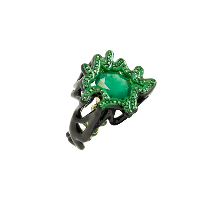 Scribbles Green & Black Ring