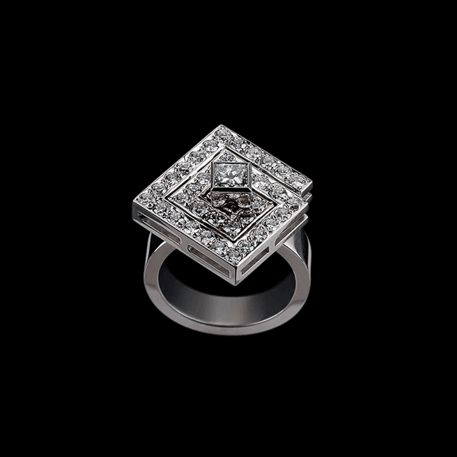 Spinner Square Baby Diamond Ring