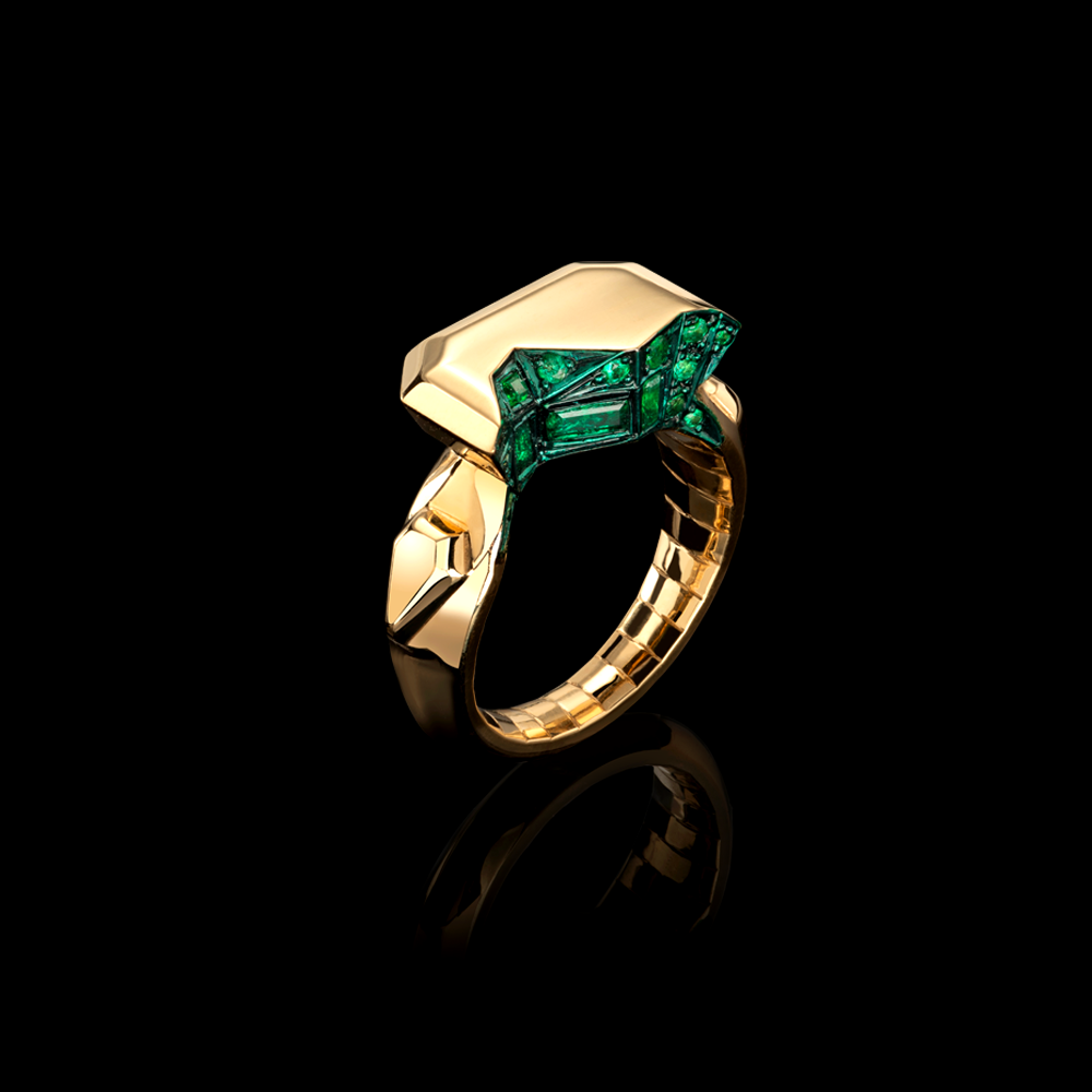 Emerald Cut Split Ring