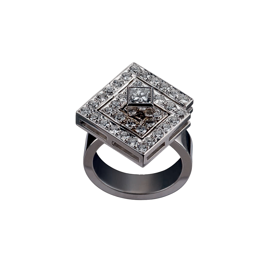 Spinner Large Square Diamond Ring