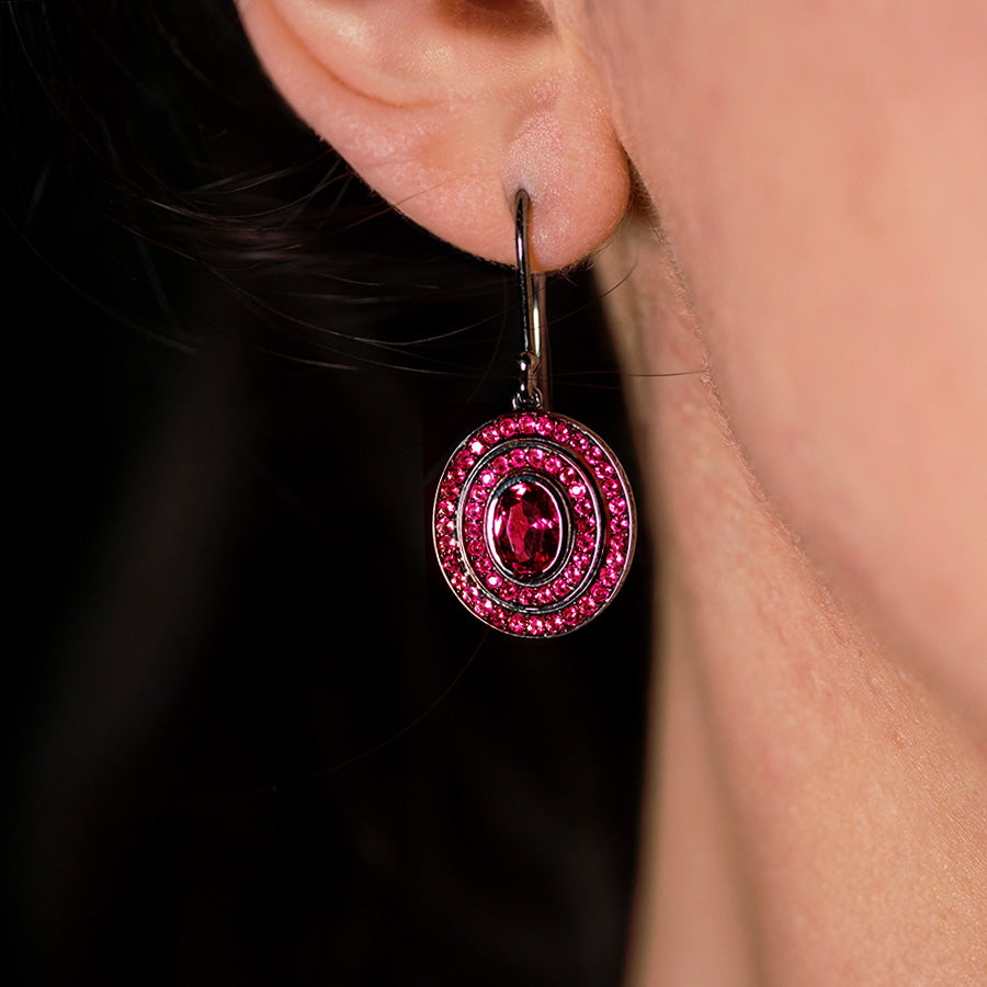 Step Oval Ruby Earrings