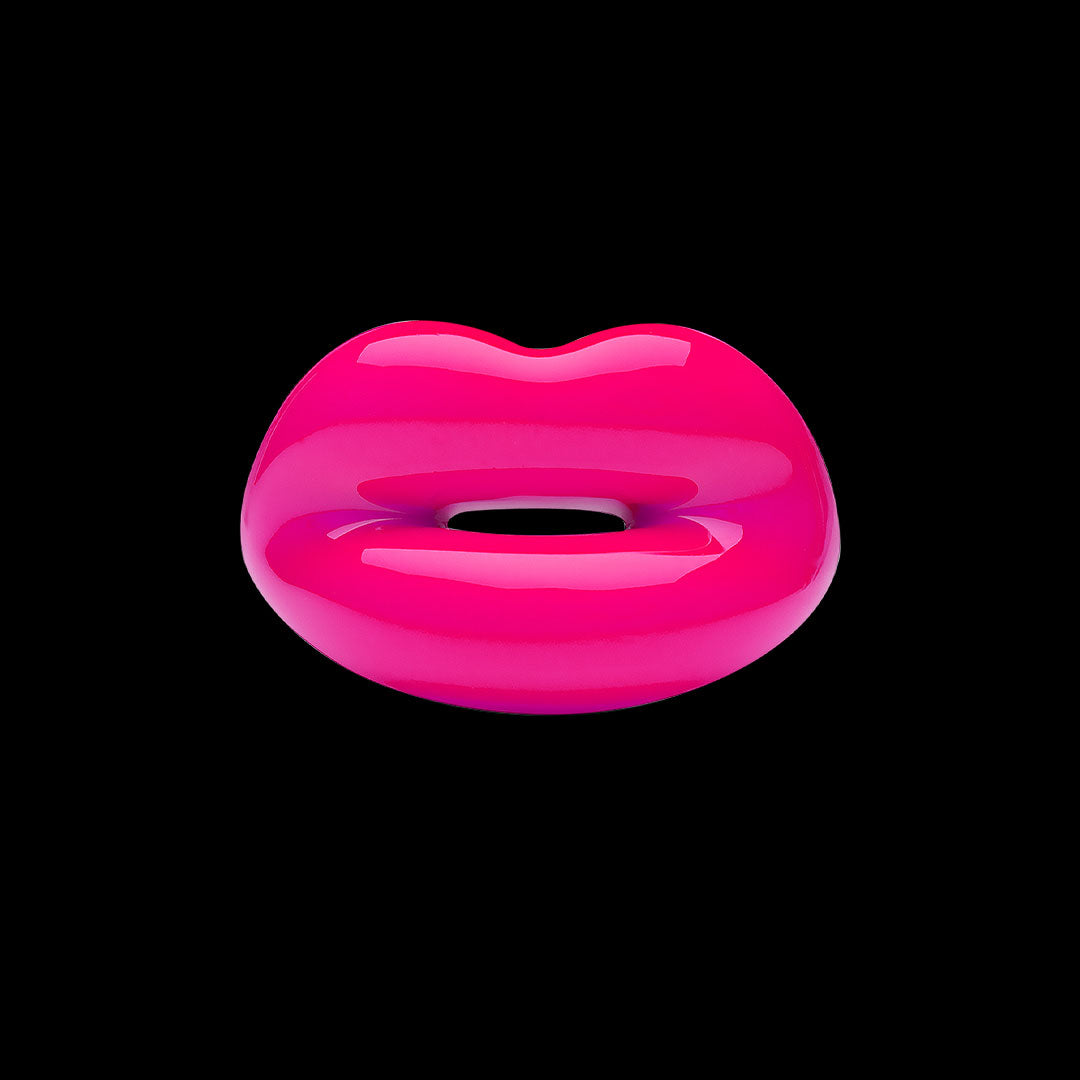 Neon Pink Enamel and silver Hotlips by Solange ring by Solange Azagury-Partridge