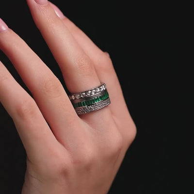 Mish Mash Emerald and Diamond Ring set in 18 Karat White Gold By Solange Azagury-Partridge Video