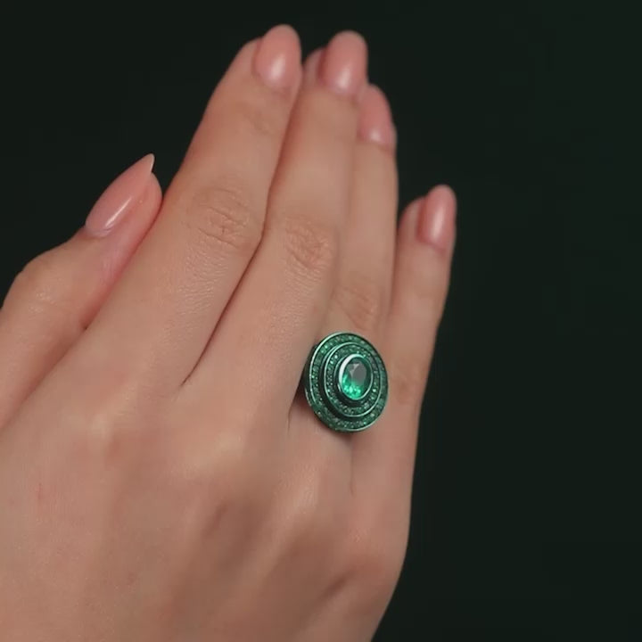 Step Oval Emerald Ring