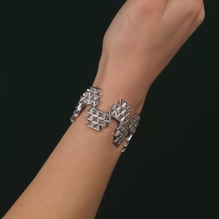 Mathemagical Bracelet made from Triangle Diamonds in 18 karat White Gold by Solange Azagury-Partridge VIdeo On Hand