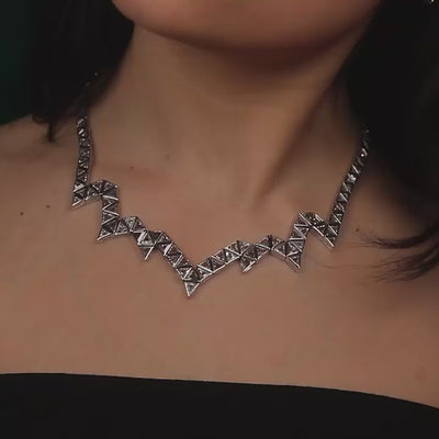 Triangle Diamond Necklace set with Triangle Set Diamond in 18 karat white gold by Solange Azagury-Partridge Video