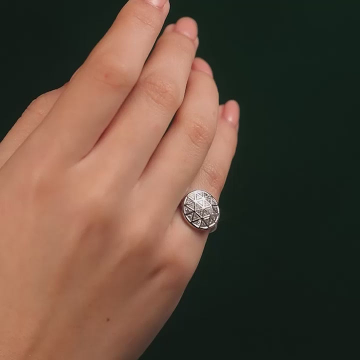Magic Ring set with Triangle Shaped Diamonds in 18 karat white gold by Solange Azagury-Partridge Video On Hand
