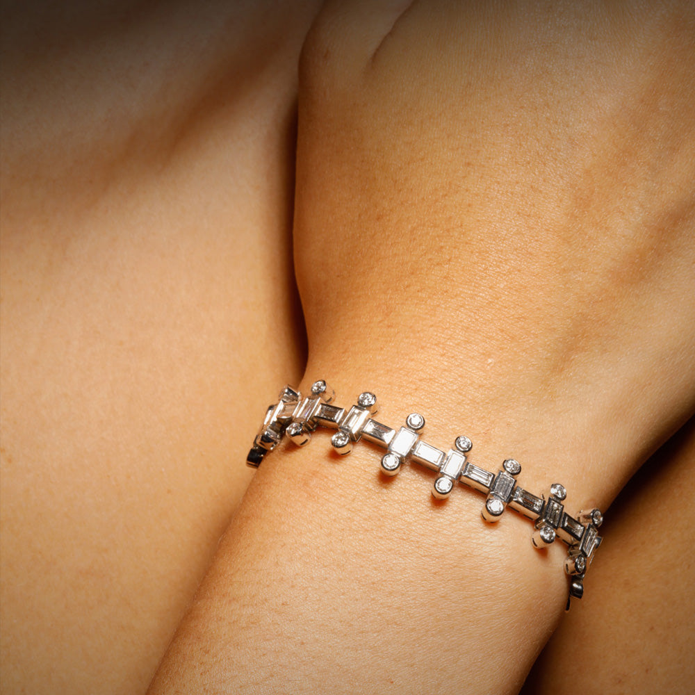 The Romantic Bracelet by designer Solange Azagury-Partridge - 18 White Gold and Diamonds - model styling