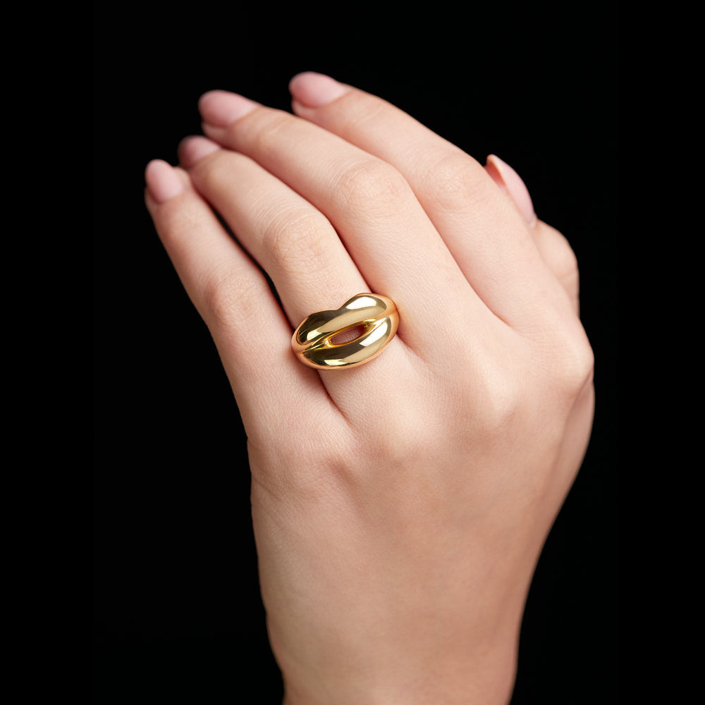 Hotlips Lip Shaped 18 Karat Gold Ring by Solange Azagury-Partridge on Hand