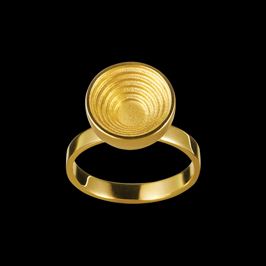 24:7 Round embossed Geometric Spinner Ring in 18 Karat Yellow Gold by Solange Azagury-Partridge