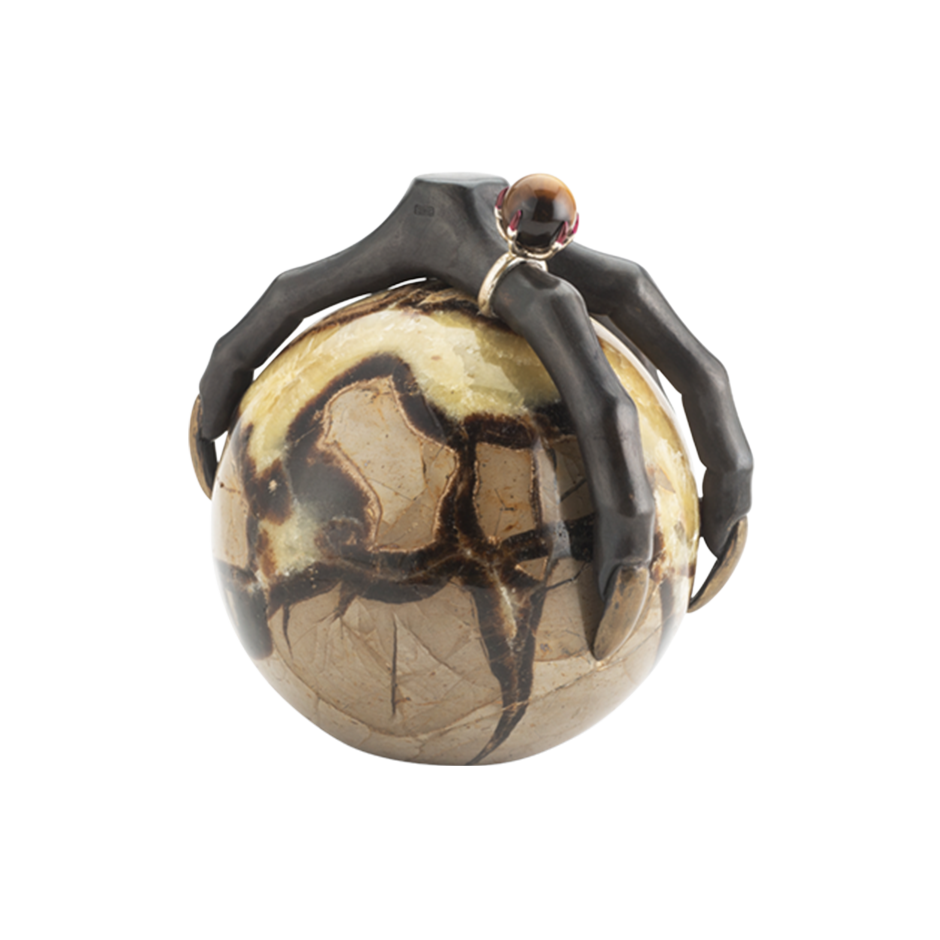 Ballcrusher Paperweight with Bronze Bird Claws Clutching a Septarian Nodule Orb by Solange Azagury-Partridge