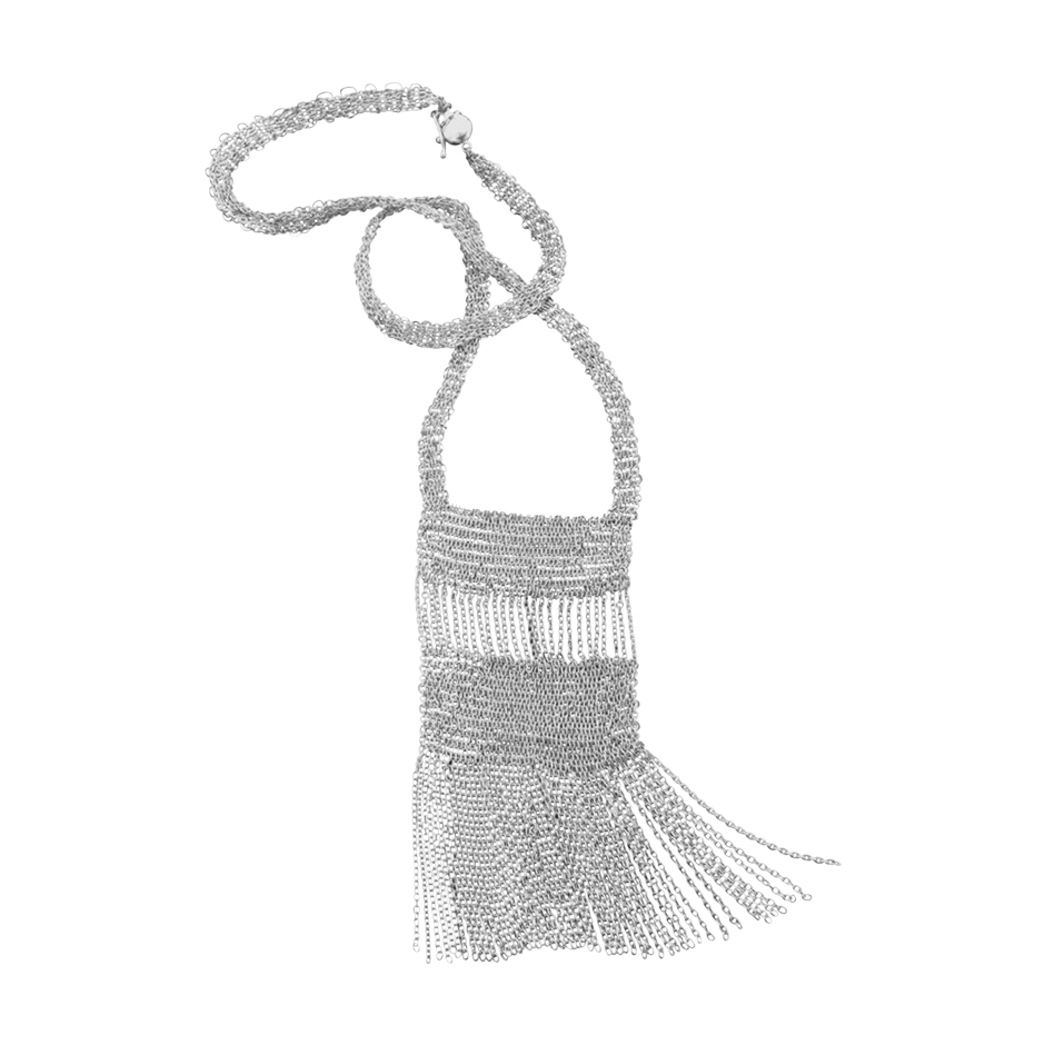Woven Chain Fringe Necklace in 18 karat white gold by Solange Azagury-Partridge
