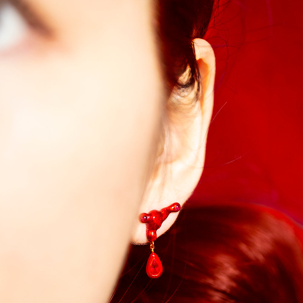 Blood Red Earrings
