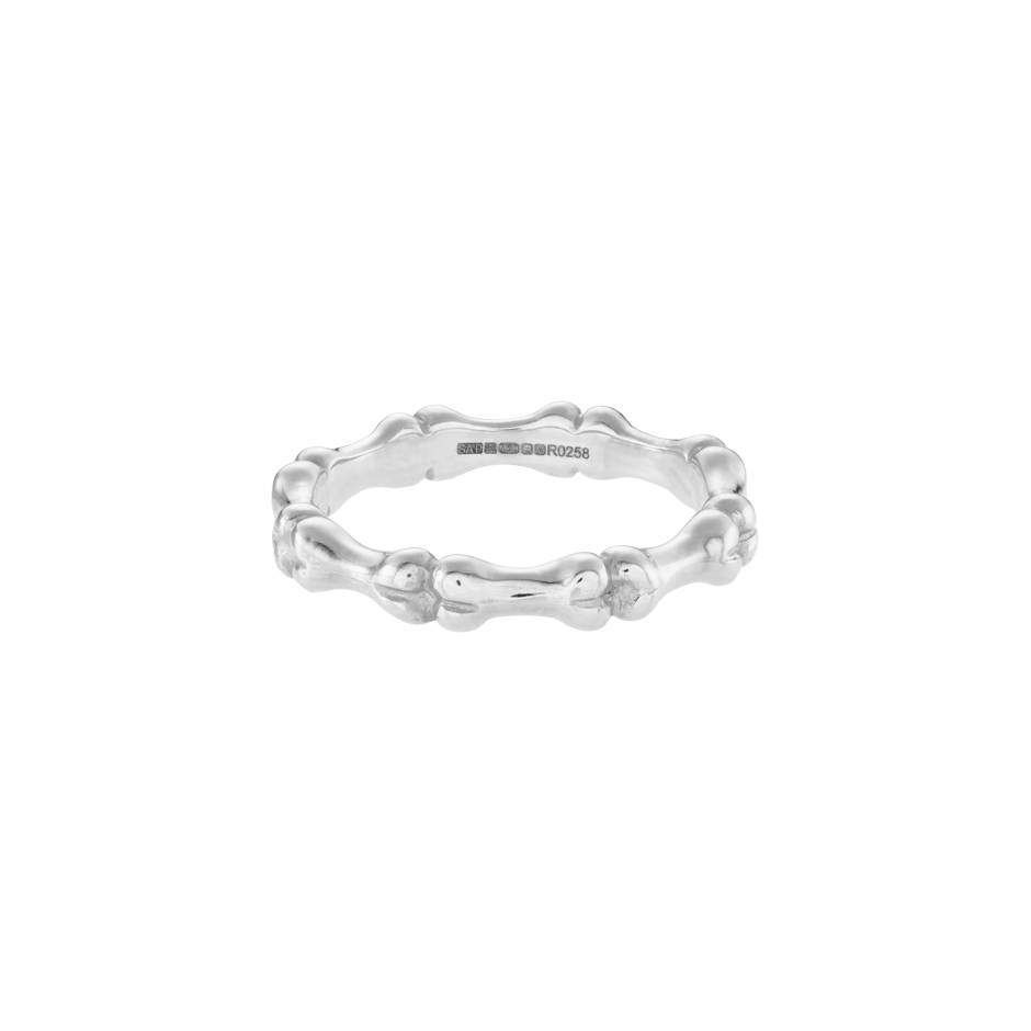 Bones Motif Wedding Band Ring made from 18 karat white gold by Solanage Azagury-Partridge