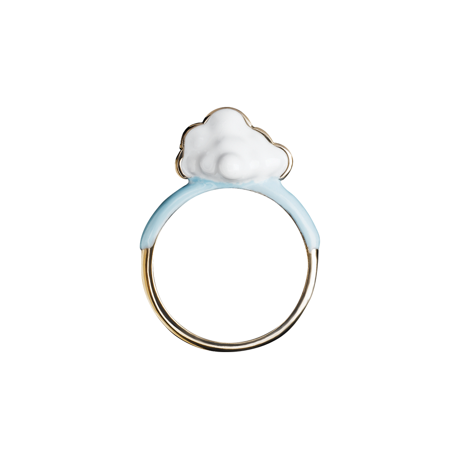 Cloud white gold and enamel ring front view by Solange Azagury-Partridge