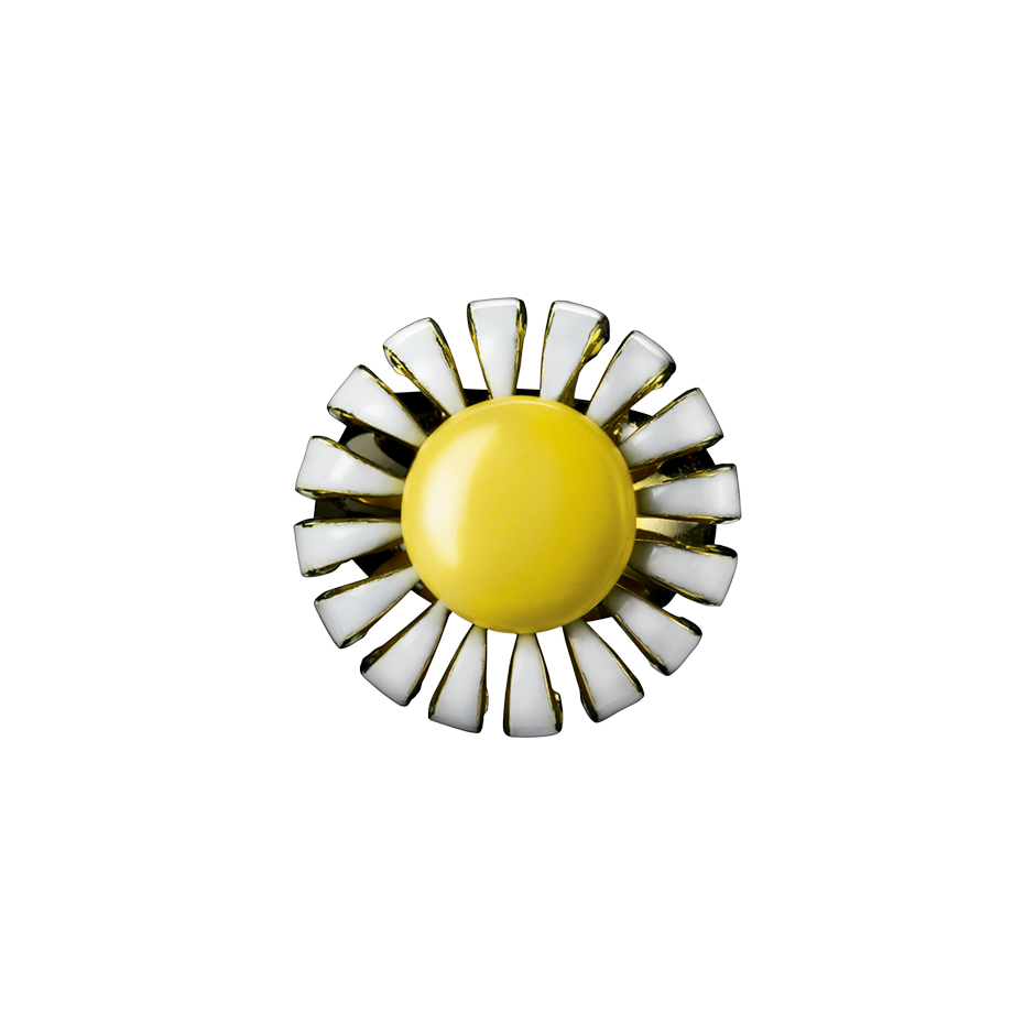 A daisy flower motif ring with yellow and white enamel in 18 karat yellow gold by Solange Azagury-Partridge