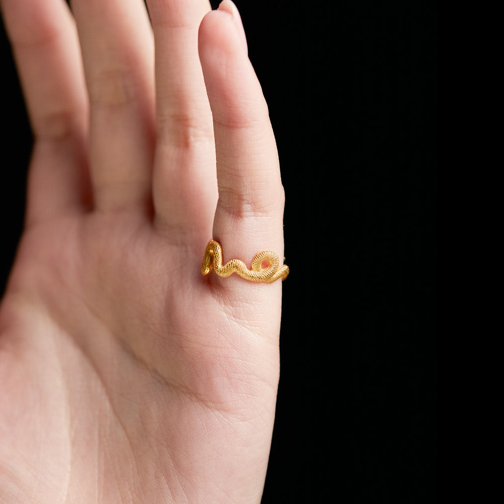 Gatekeeper Snake Serpent Ring in 18 Karat Yellow Gold with Emerald Set Eye by Solange Azagury-Partridge On Hand Pinky Finger