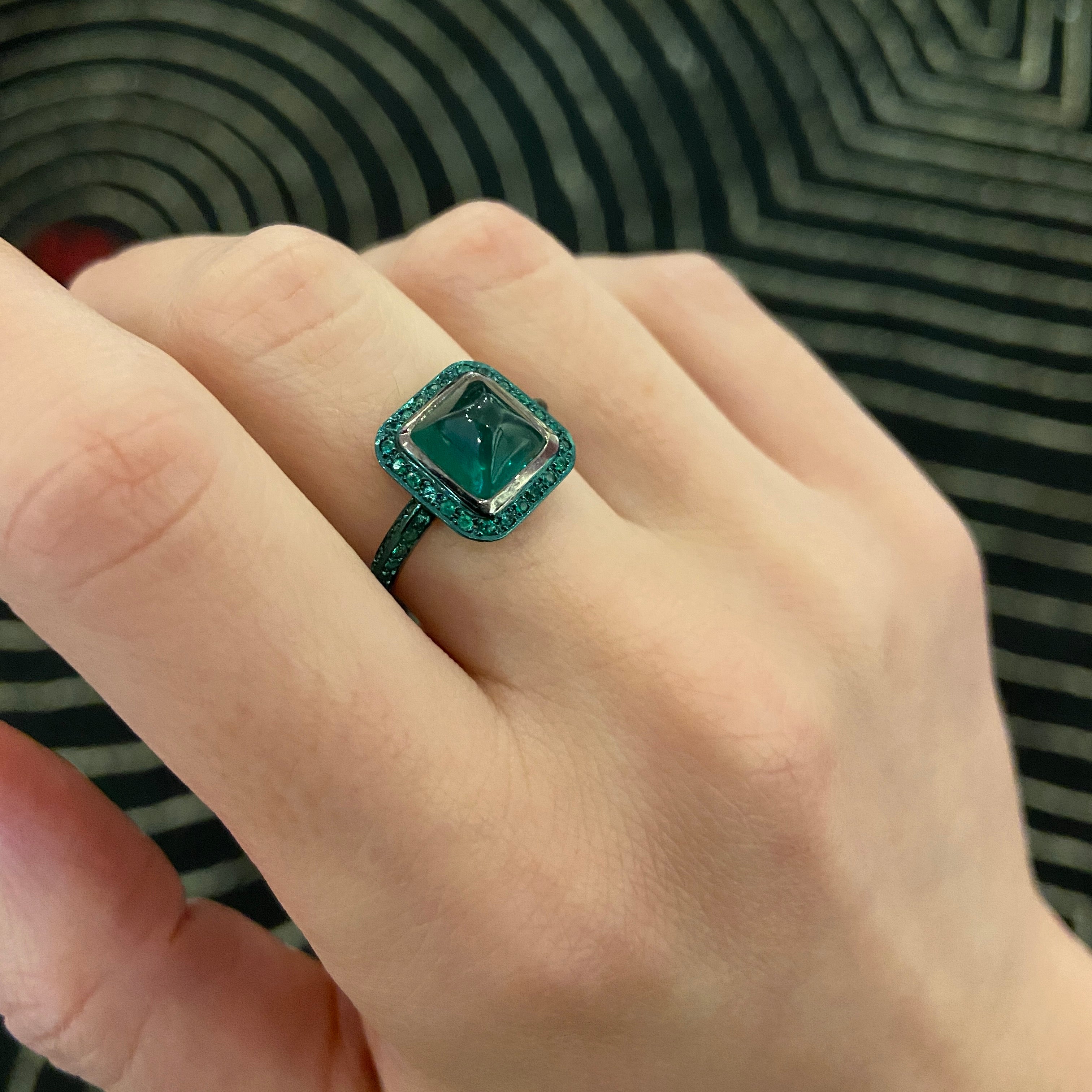 Sugarloaf Emerald Pave Ring