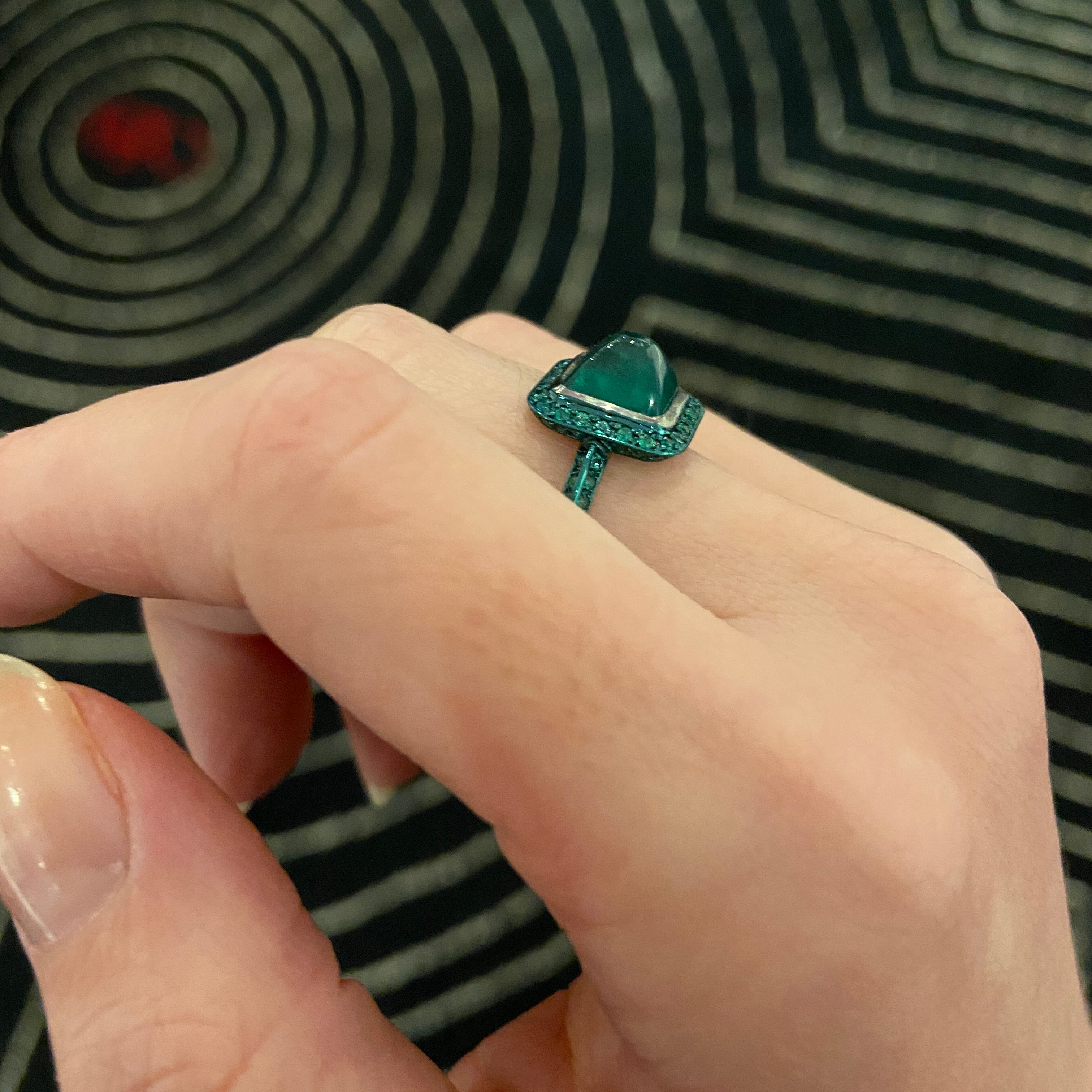Sugarloaf Emerald Pave Ring