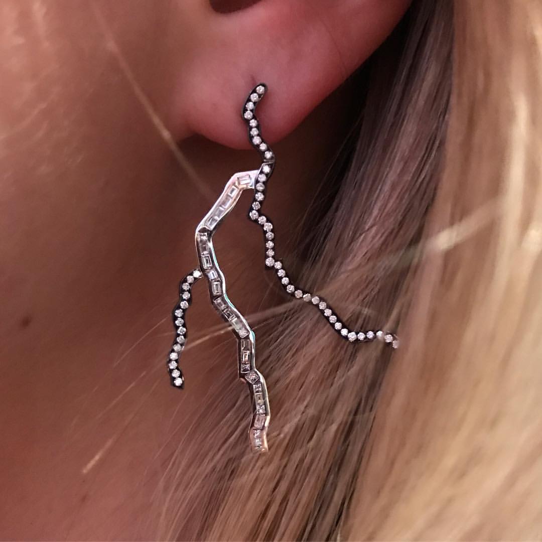 Lightning Bolts Pave Earring Three