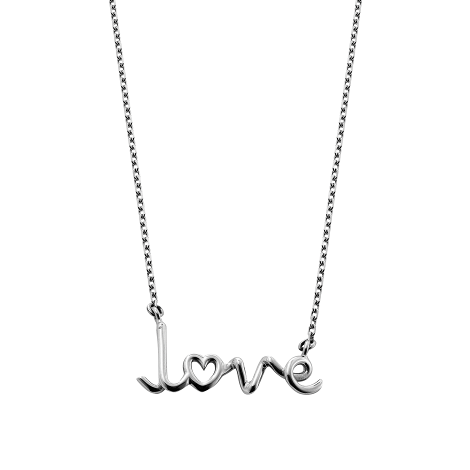 Love Written word pendant necklace 18k white gold by Solange Azagury-Partridge