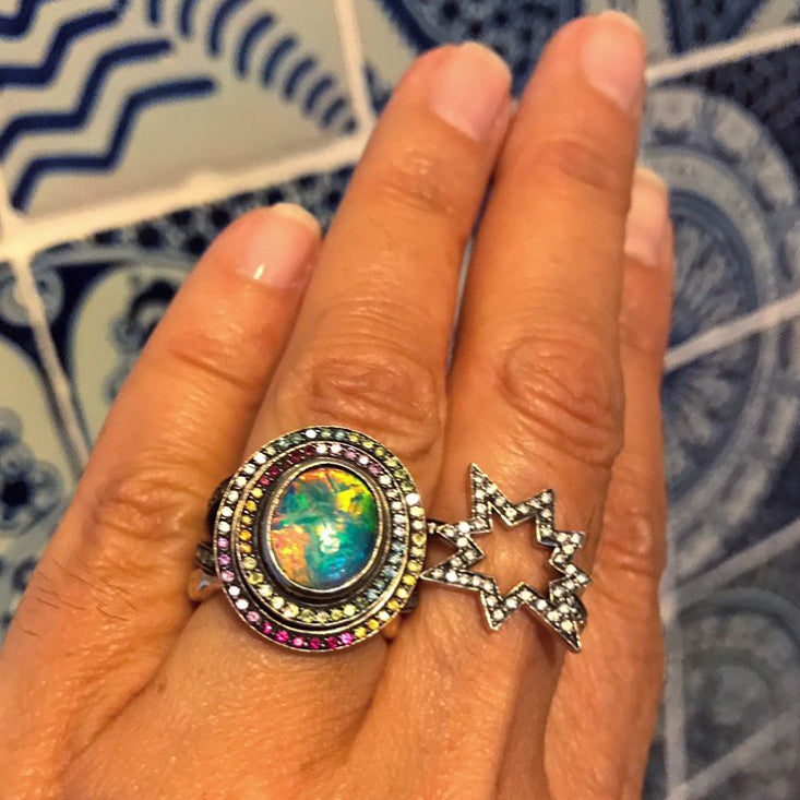 Starburst opal clearance ring